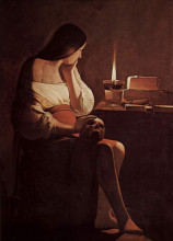 Репродукция картины "mary magdalene with a night light" художника "латур жорж де"