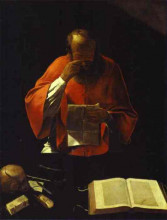 Репродукция картины "st.jerome reading" художника "латур жорж де"
