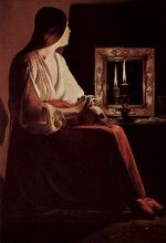 Копия картины "repenting magdalene, also called&#160;magdalene and two flames" художника "латур жорж де"