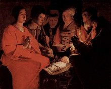 Репродукция картины "the adoration of the shepherds" художника "латур жорж де"