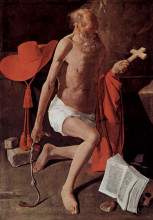 Копия картины "repenting of st. jerome, also called st. jerome with cardinal hat" художника "латур жорж де"