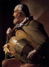 Копия картины "the blind hurdy gurdy player" художника "латур жорж де"