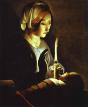 Репродукция картины "the newborn, also called&#160; st. anne and the virgin in linen" художника "латур жорж де"