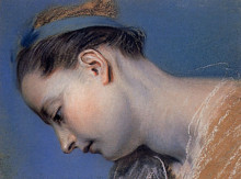 Копия картины "study of a woman&#39;s face" художника "латур морис кантен де"