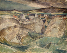 Копия картины "village among the rocks" художника "ле фоконье анри"