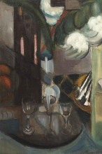 Репродукция картины "a still life with a carafe and glasses" художника "ле фоконье анри"