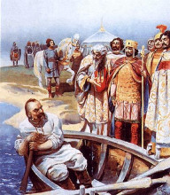 Картина "svyatoslav&#39;s meeting with emperor john, as described by leo the deacon" художника "лебедев клавдий"