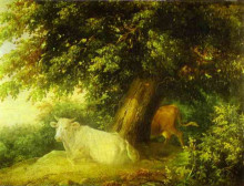 Картина "landscape with cows" художника "лебедев михаил"