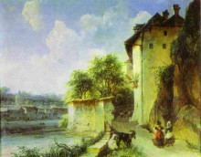 Репродукция картины "view of albano, near rome" художника "лебедев михаил"