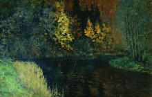 Репродукция картины "лесная река" художника "левитан исаак"