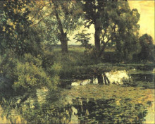Копия картины "заросший пруд" художника "левитан исаак"
