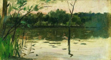 Картина "пейзаж с розовым закатом" художника "левитан исаак"