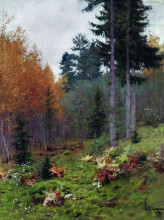 Репродукция картины "в лесу осенью" художника "левитан исаак"
