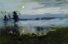 Репродукция картины "туман над водой" художника "левитан исаак"