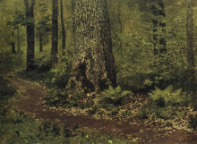 Репродукция картины "тропинка в лиственном лесу. папоротники." художника "левитан исаак"