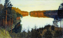 Репродукция картины "лесное озеро" художника "левитан исаак"