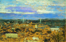 Картина "пейзаж с монастырем" художника "левитан исаак"