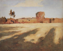 Копия картины "сжатое поле" художника "левитан исаак"