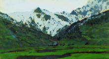 Копия картины "в альпах весной" художника "левитан исаак"