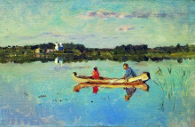 Репродукция картины "на озере" художника "левитан исаак"