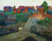 Копия картины "въезд в деревню" художника "левитан исаак"