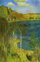 Репродукция картины "the lake" художника "левитан исаак"