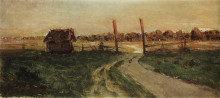 Копия картины "пейзаж с избушкой" художника "левитан исаак"