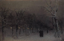 Репродукция картины "бульвар зимой" художника "левитан исаак"