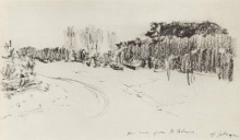 Копия картины "зимняя дорога в лесу" художника "левитан исаак"