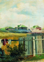 Репродукция картины "пейзаж с забором" художника "левитан исаак"