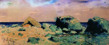 Репродукция картины "берег моря и вид на море" художника "левитан исаак"