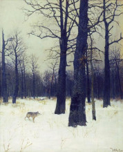 Копия картины "зимой в лесу" художника "левитан исаак"