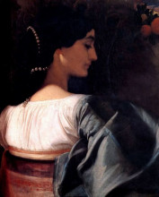 Репродукция картины "an italian lady" художника "лейтон фредерик"