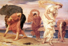 Репродукция картины "greek girls picking up pebbles" художника "лейтон фредерик"