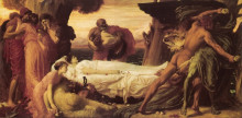 Репродукция картины "hercules wrestling with death for the body of alcestis" художника "лейтон фредерик"
