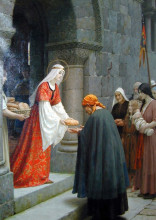 Копия картины "charity of st. elizabeth of hungary" художника "лейтон фредерик"