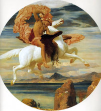 Репродукция картины "perseus on pegasus hastening to the rescue of andromeda" художника "лейтон фредерик"