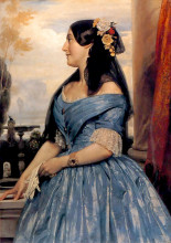 Репродукция картины "portrait of a lady" художника "лейтон фредерик"
