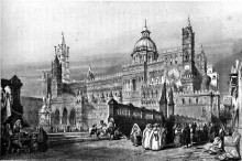 Репродукция картины "palermo cathedral, drawing by leitch, engraving by j.h. le keux" художника "лейтч уильям лейтон"
