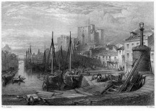 Репродукция картины "castle rushen, castleton, isle of man, engraving by william miller after leitch" художника "лейтч уильям лейтон"