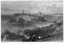 Репродукция картины "peel castle, isle of man, engraving by william miller after leitch" художника "лейтч уильям лейтон"