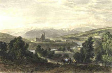 Репродукция картины "balmoral castle, drawn by leitch, engraved by j. godfrey" художника "лейтч уильям лейтон"
