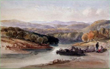 Копия картины "a river landscape, possibly near the lago maggiore" художника "лейтч уильям лейтон"