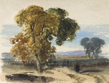Репродукция картины "moorland landscape (tree study)" художника "лейтч уильям лейтон"