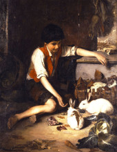 Репродукция картины "childs with rabbits" художника "лембесис полихронис"