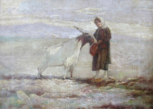 Копия картины "the girl and the goat" художника "лембесис полихронис"