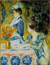 Картина "two women in the garden" художника "леммен жорж"