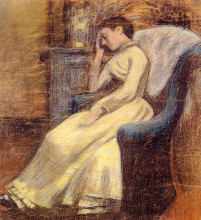 Картина "julie lemmen sleeping in an armchair" художника "леммен жорж"