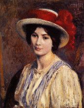 Копия картины "hat with a red ribbon" художника "леммен жорж"