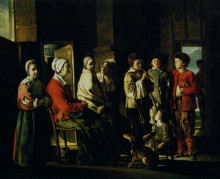 Картина "country interior with the young player of flageolet" художника "ленен (братья)"